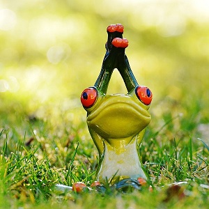 statue grenouille qui fait du yoga